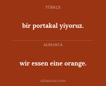 wir essen eine orange. - bir portakal yiyoruz.