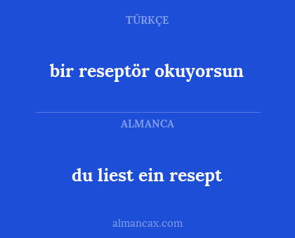 du liest ein resept - bir reseptör okuyorsun