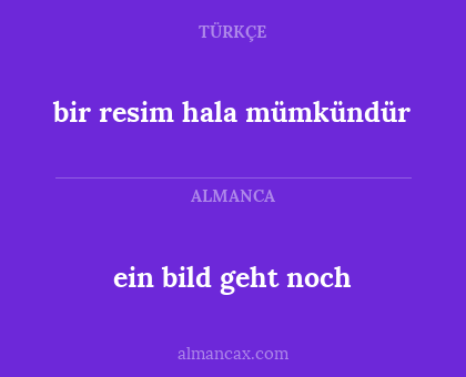 ein bild geht noch - bir resim hala mümkündür