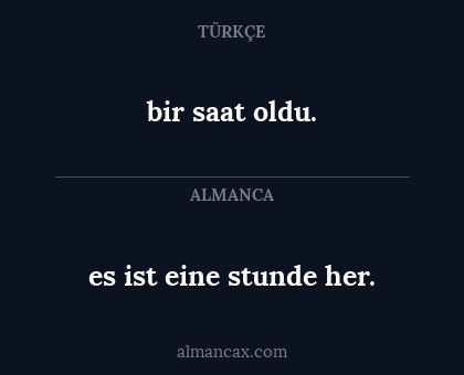 bir saat oldu. - es ist eine stunde her.