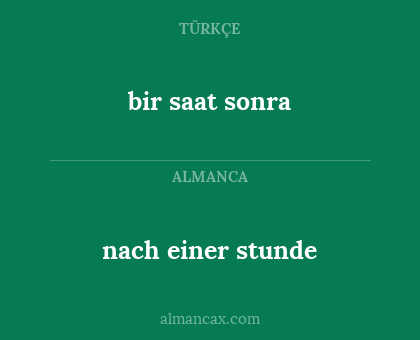 nach einer stunde - bir saat sonra