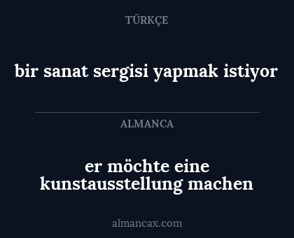 bir sanat sergisi yapmak istiyor - er möchte eine kunstausstellung machen