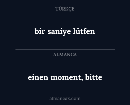 bir saniye lütfen - einen moment, bitte