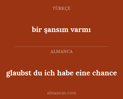 bir şansım varmı - glaubst du ich habe eine chance