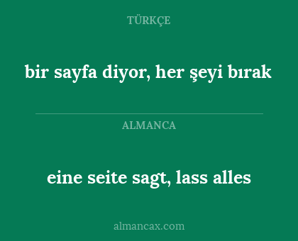 eine seite sagt, lass alles - bir sayfa diyor, her şeyi bırak