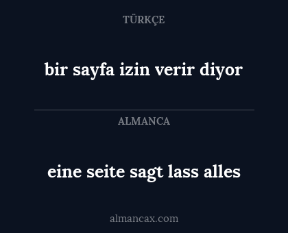 bir sayfa izin verir diyor - eine seite sagt lass alles