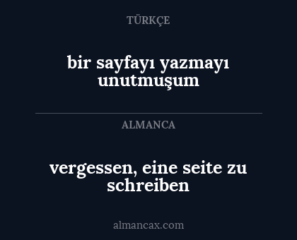 bir sayfayı yazmayı unutmuşum - vergessen, eine seite zu schreiben
