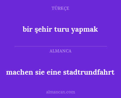 machen sie eine stadtrundfahrt - bir şehir turu yapmak