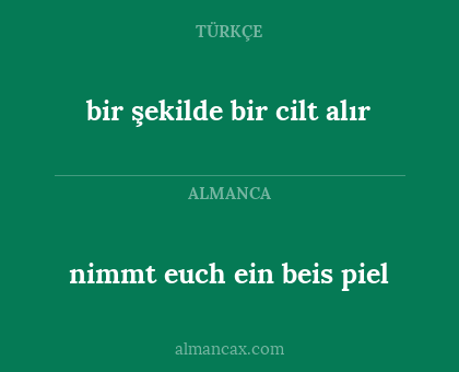 nimmt euch ein beis piel - bir şekilde bir cilt alır