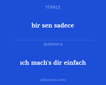 bir sen sadece - ıch mach's dir einfach