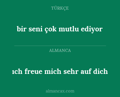 bir seni çok mutlu ediyor - ıch freue mich sehr auf dich