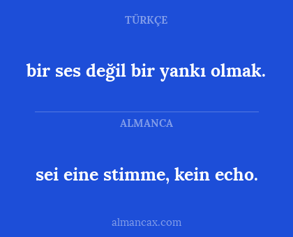 bir ses değil bir yankı olmak. - sei eine stimme, kein echo.