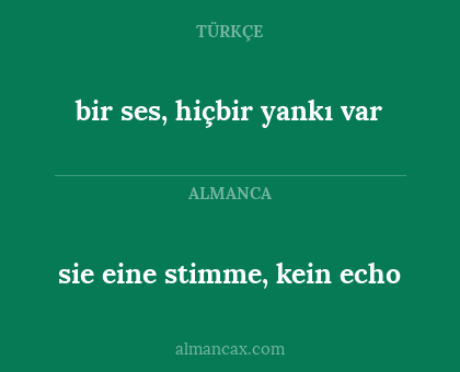 bir ses, hiçbir yankı var - sie eine stimme, kein echo