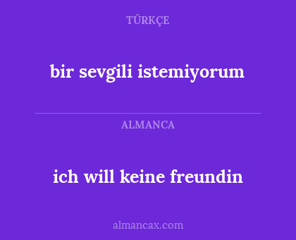 ich will keine freundin - bir sevgili istemiyorum