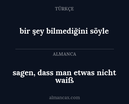 bir şey bilmediğini söyle - sagen, dass man etwas nicht waiß