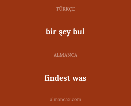 bir şey bul - findest was