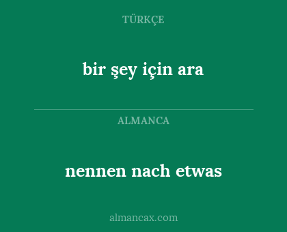 nennen nach etwas - bir şey için ara