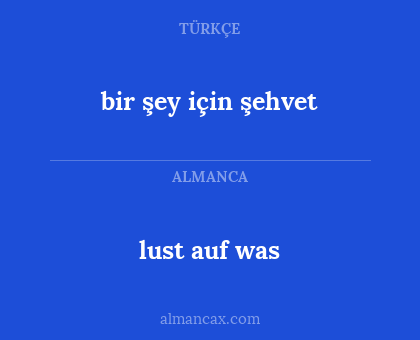 lust auf was - bir şey için şehvet