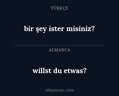 willst du etwas? - bir şey ister misiniz?
