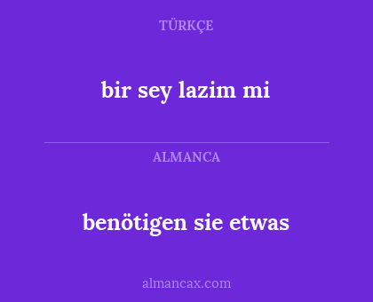 benötigen sie etwas - bir sey lazim mi