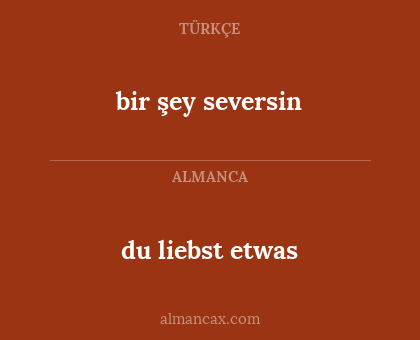 bir şey seversin - du liebst etwas