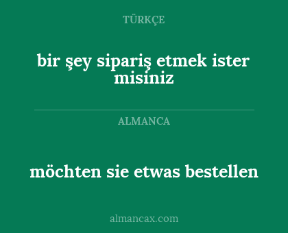 möchten sie etwas bestellen - bir şey sipariş etmek ister misiniz