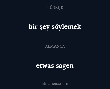 bir şey söylemek - etwas sagen