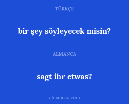 sagt ihr etwas? - bir şey söyleyecek misin?