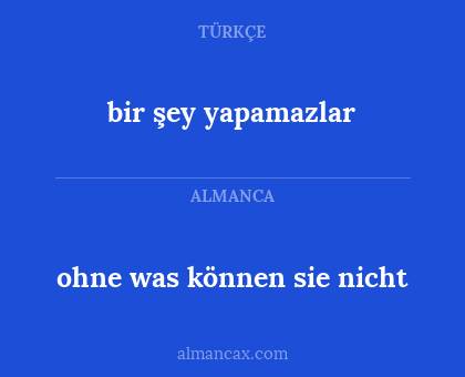 ohne was können sie nicht - bir şey yapamazlar