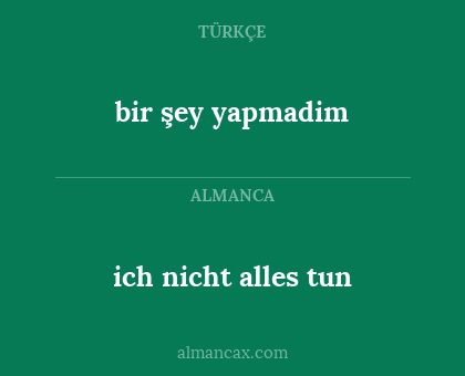 bir şey yapmadim - ich nicht alles tun