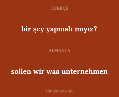 sollen wir waa unternehmen - bir şey yapmalı mıyız?
