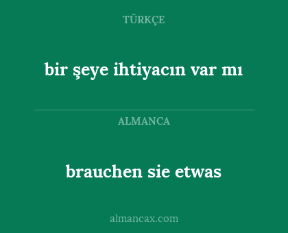 bir şeye ihtiyacın var mı - brauchen sie etwas