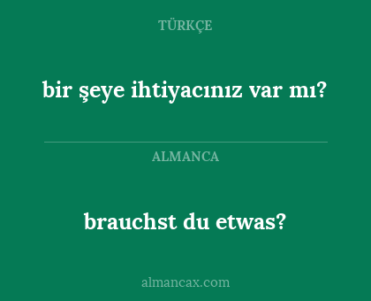 brauchst du etwas? - bir şeye ihtiyacınız var mı?