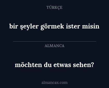 bir şeyler görmek ister misin - möchten du etwas sehen?