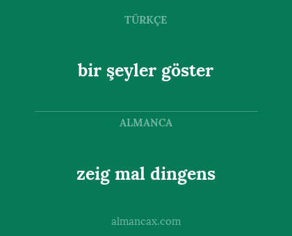 zeig mal dingens - bir şeyler göster