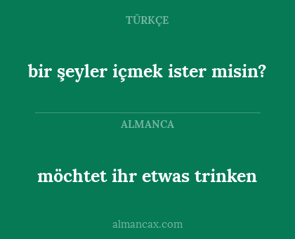 bir şeyler içmek ister misin? - möchtet ihr etwas trinken