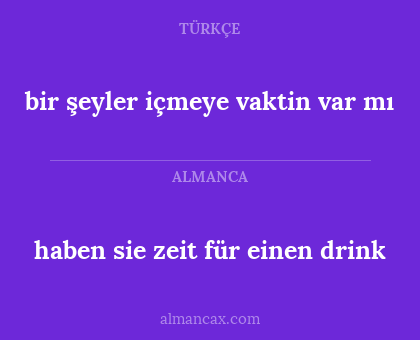 haben sie zeit für einen drink - bir şeyler içmeye vaktin var mı