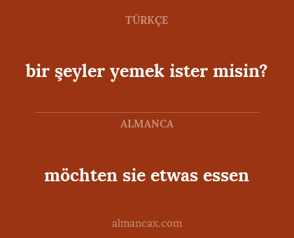 möchten sie etwas essen - bir şeyler yemek ister misin?