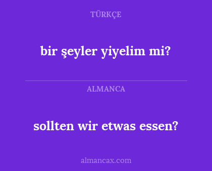 sollten wir etwas essen? - bir şeyler yiyelim mi?