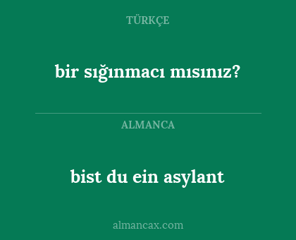 bist du ein asylant - bir sığınmacı mısınız?