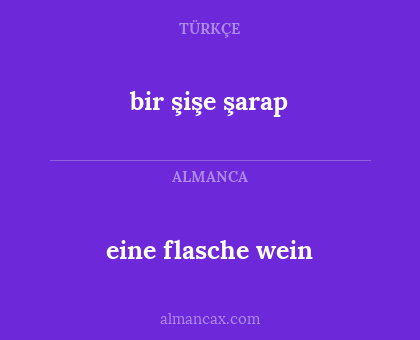 eine flasche wein - bir şişe şarap