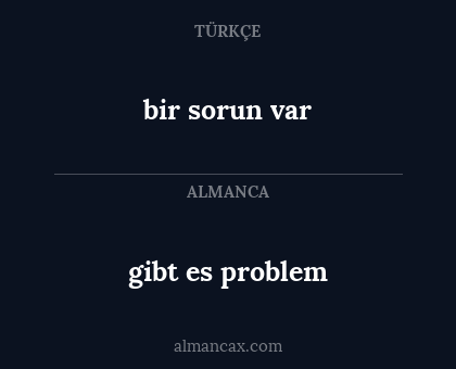 bir sorun var - gibt es problem