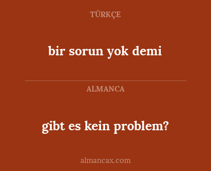 bir sorun yok demi - gibt es kein problem?