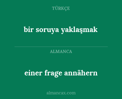 einer frage annähern - bir soruya yaklaşmak