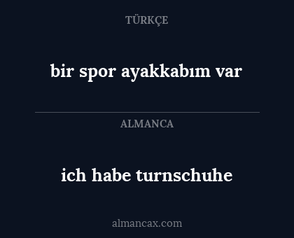 ich habe turnschuhe - bir spor ayakkabım var