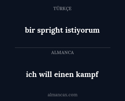ich will einen kampf - bir spright istiyorum