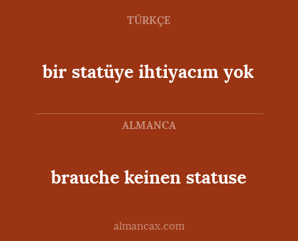 brauche keinen statuse - bir statüye ihtiyacım yok