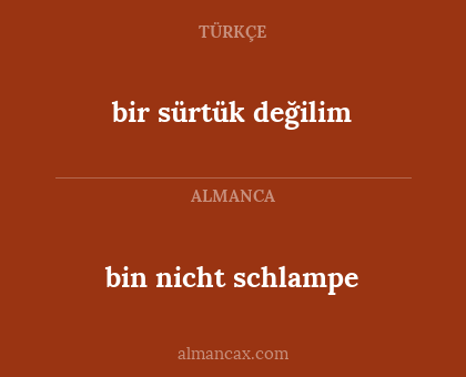 bin nicht schlampe - bir sürtük değilim