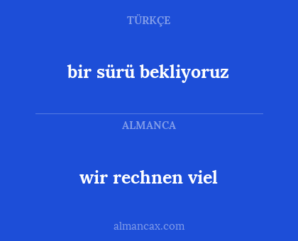 bir sürü bekliyoruz - wir rechnen viel