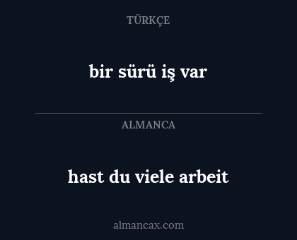 bir sürü iş var - hast du viele arbeit